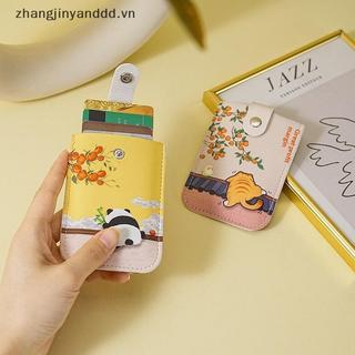 # yanddd # Ví đựng thẻ Mini che giấu nhiều lớp hoạt hình RFID Bloing Loại kéo thẻ ID 4 thẻ Nhà thơ Ví da PU.