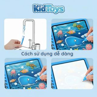 Tô màu nước ma thuật KidToys – tranh màu đa chủ đề tặng kèm bút vẽ cho bé