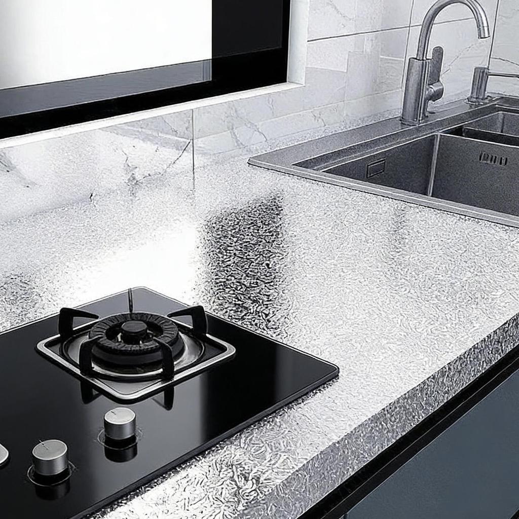 Đa Năng Lá Nhôm Dầu Chống Thấm Nước Chịu Nhiệt Paster- Tự Dính Nhà Bếp Tường Mặt Bàn Tủ Ngăn Kéo Lót Bảo Vệ Miếng Dán