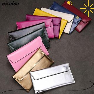 Ví dài nữ NICOLOO, Túi ly hợp mỏng bằng da, Ví da bò dung tích lớn bền bỉ dành cho nữ