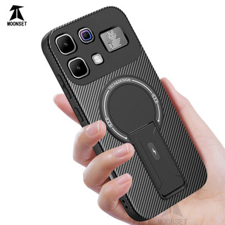 Dành Cho infinix Note 60 Pro 5G Ốp điện thoại Sợi Carbon Kết Cấu Mặt Sau Cứng Từ Tính Có Chân Đế Mềm TPU Cạnh Chống Sốc Mỏng Vỏ