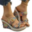 Bohemian Nêm Gót Chân Đế Dày Dép Dép Size Lớn Phong Cách Dân Tộc Nêm Gót Dép 4MOE