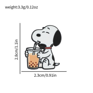 10 Cái / bộ Dễ Thương Snoopy Kim Loại Men Pin Chó Trắng Hợp Kim Trâm Cài