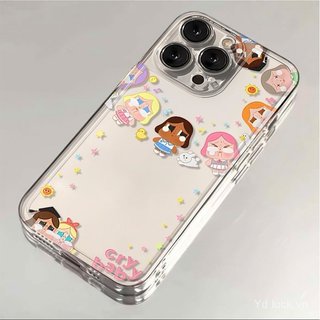Ring Cartoon Girl Baby Vỏ bảo vệ trong suốt sáng tạo đơn giản Thích hợp cho iPhone 17promax / 16promax / 13 / 15pro / 12plus / 14 / 11pro / 14pro / 16plus / 15 / 17 / 14 Ốp điện thoại chống sốc
