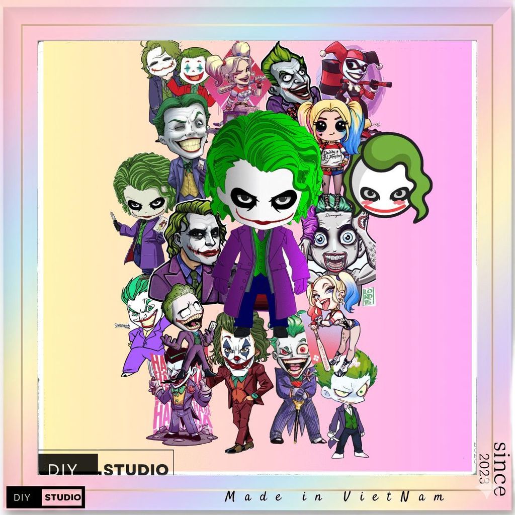 100 Sticker joker and harley Cho Laptop, Đàn Guitar, Mũ Bảo Hiểm, Hành Lý, Điện Thoại, Đề Can Graffiti DIY