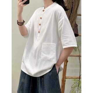 Áo sơ mi nữ tay ngắn 100% sợi cotton cao cấp, nút mở rời - sẵn sàng