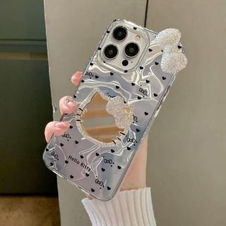 Ốp Gương Kim Cương 3D Hello Kitty Cho Redmi 13X Note 14 13 Pro Plus 14 13 12 11 Pro 11S Redmi 14C 13C 12 13 Cô Gái 3D Nơ Điểm Tình Yêu Nước Ripple Vỏ Điện Thoại