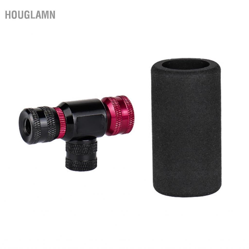 houglamn Oreilet Máy bơm lốp xe đạp CO2 Vòi phun phồng nhanh cho xe đạp đường trường và xe đạp leo núi Tự động nhận biết bơm hơi bằng cách xoay Phù hợp với van Pháp của Hoa Kỳ mà không cần chuyển đổi (Đen-Đỏ)