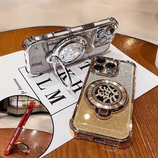 2026 Năm Mới Xoay FA Giá Đỡ Vỏ Điện Thoại Cho Samsung Galaxy S26 S25 Ultra Edge S24 S23 FE S22 Plus Mạ Điện Bling Long Lanh Nóng Thời Trang Thiết Kế Mới Vỏ Chống Sốc