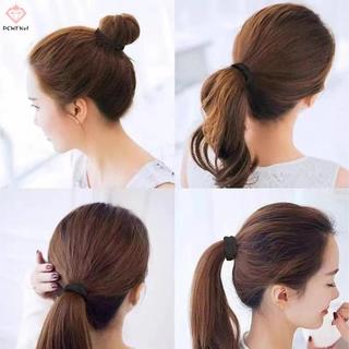 Dây Buộc Tóc Đen Cho Bé Gái - 100 Chiếc Scrunchies Cao Su Đàn Hồi Phù Hợp Đi Học Và Chơi