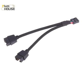 PlumHOUSE 1 Máy Tính Bo Mạch Chủ Cáp Nối Dài USB 9 Pin 1 Nữ Đến 2 Nam Y Splitter Âm Thanh HD Cáp Nối Dài Cho PC DIY 15cm VN