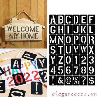 ELE 42 Miếng Chữ Số Stencil Bộ Bảng Chữ Cái Nhựa Tranh Mẫu Khuôn Bộ