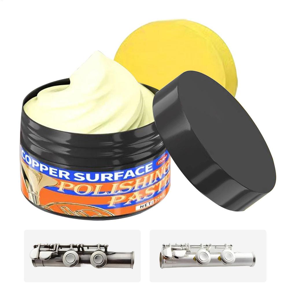 30ml Saxophone Rust Removal Cleaning Cream with Sponge Metal Polisher Paste Brass Tarnish Remover