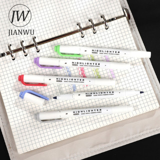 JIANWU 5 Cái / bộ Vintage Macaron Morandi Màu Tạp Chí Chất Liệu Hai Đầu Highlighter Sáng Tạo Đồ Dùng Học Sinh Văn Phòng Phẩm