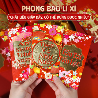 Bao lì xì năm mới thiết kế vui nhộn, họa tiết vật phẩm tài lộc truyền thống, set 36 bao lì xì đầy ý nghĩa