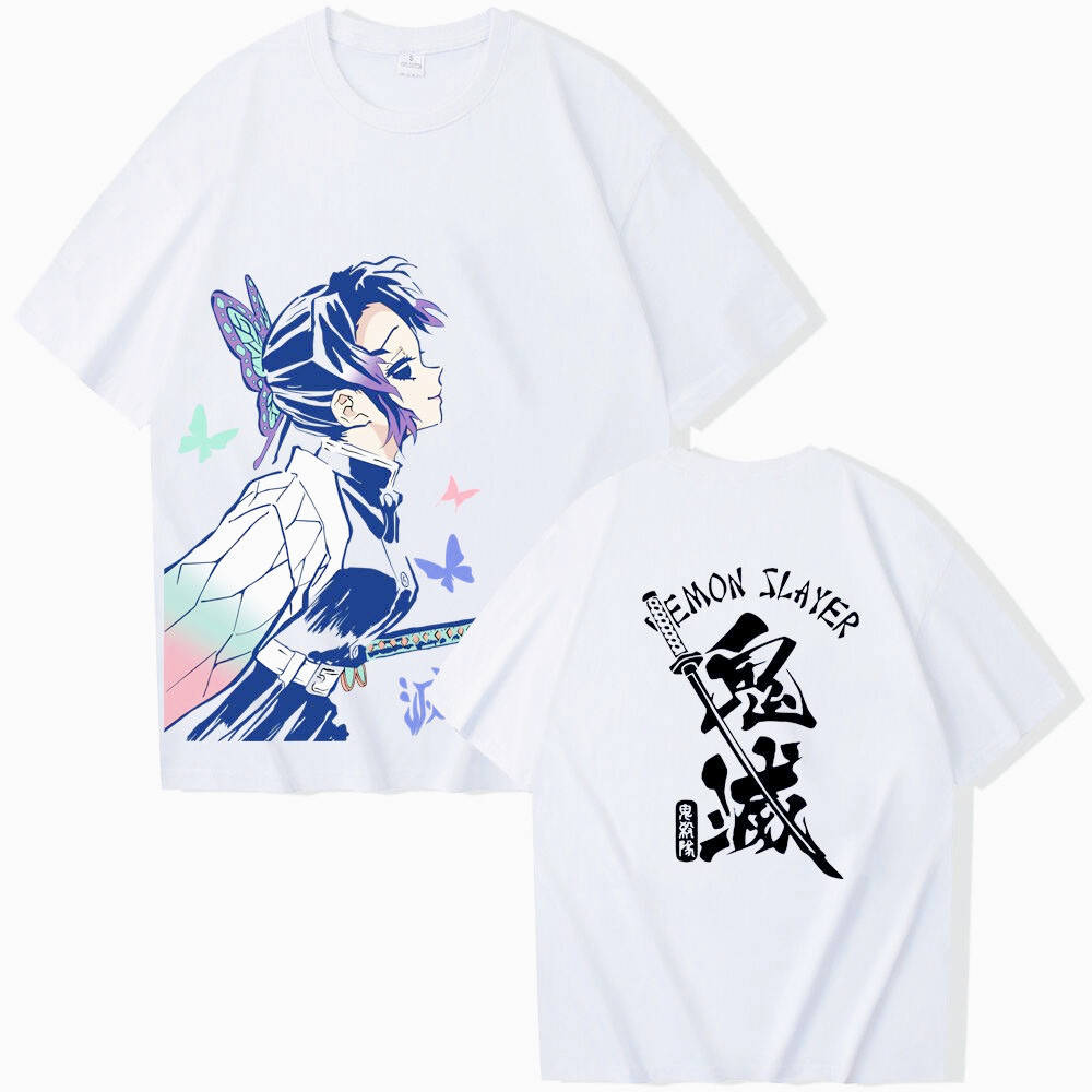 Áo thun cổ tròn Oversize hình Shinobu Kochou, 100% cotton, phù hợp nam nữ