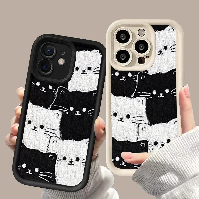 Ốp Điện Thoại Cho Google Pixel 10 9 8 7 Pro 5G Pixel 7A 8A 9 Pro XL Cover Đen Trắng Mèo Họa Tiết Hoạt Hình Máy Ảnh Mềm Bảo Vệ Động Vật Chống Sốc Silicon Mờ