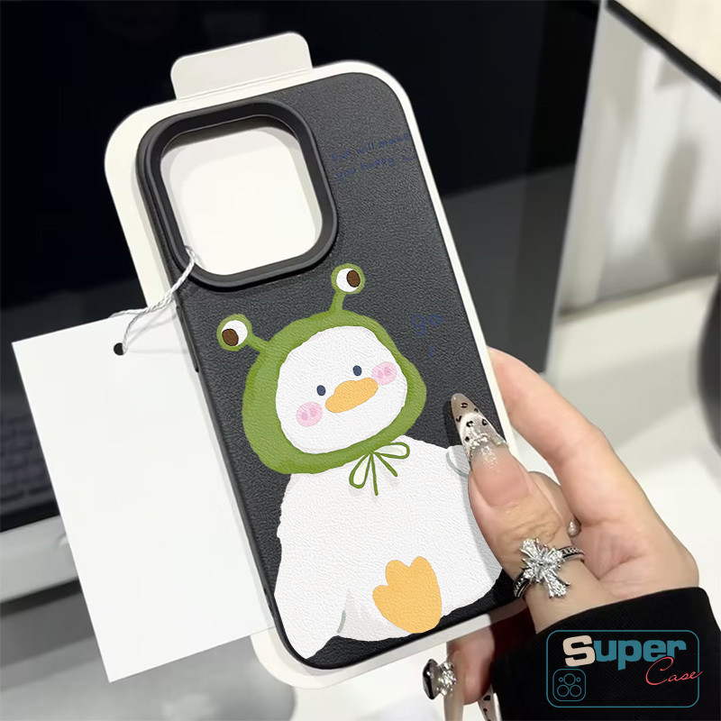 Ốp Lưng Tương Thích Cho IPhone 17 13 15 16 11 14 12 Pro Max XR 13 15 14 17 16 Pro 15 16 14 Plus X XS Max Hoạt Hình Thời Trang Vịt Dễ Thương Nơ Họa Tiết Da Da Cảm Thấy Bao