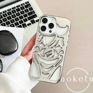 Sáng tạo mạ điện ba chiều rỗng chú hề thích hợp cho vỏ điện thoại Apple 17promax 16 tản nhiệt rỗng 15promax sang trọng 14pro / / 12 / 13promax bìa mềm