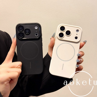 Ốp điện thoại từ tính mờ cửa sổ lớn sang trọng phù hợp cho iPhone 12 13 14 15 16 17 Pro Max Vỏ mềm silicon đen trắng cao cấp
