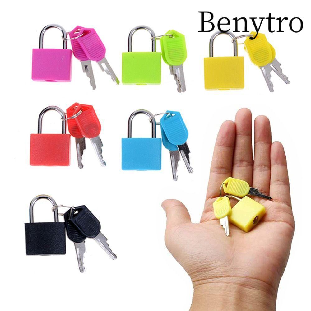 Benytro Khóa túi du lịch BENYTRO, với 2 phím Khóa nhật ký vali chống trộm, Khóa móc thép chắc chắn 23mm bằng nhựa di động Trang trí nhà cửa