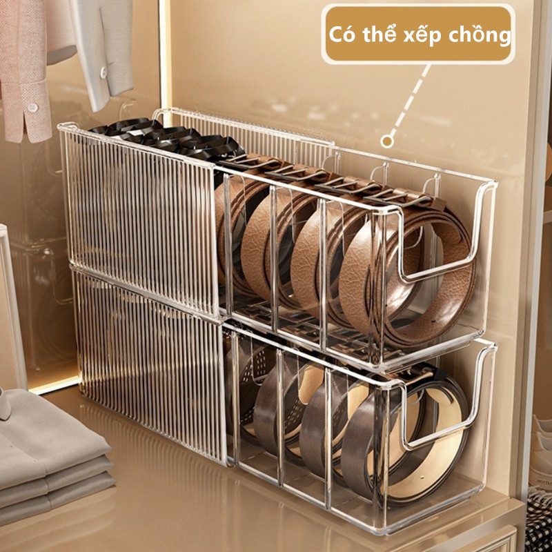 Hộp bảo quản thắt lưng khăn quàng, ngăn rời tùy chỉnh, chất liệu PET, gọn gàng tiết kiệm diện tích