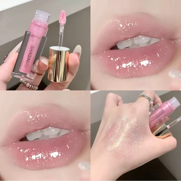 Bộ Son Bóng Gương Lấp Lánh, 6 Màu Son Bóng Lì Ánh Nhũ, Dưỡng Ẩm Lâu Trôi