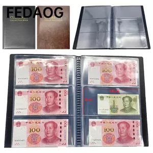 FEDAOG Tiền Giấy Thế Giới Bộ Sưu Tập Tiền Tệ Album, Tờ Lá Rời Bộ Sưu Tập Tiền Giấy Chống Thấm Nước, Tiền Giấy Da Bảo Vệ Có Thể Tái Sử Dụng Bộ Sưu Tập Album Túi