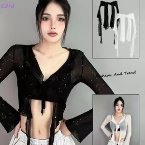 Khăn khiêu vũ và hip-hop SAIA Jazz với sequin, xuyên thấu, trendy Y2K