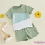 Bộ trang phục mùa hè cho bé trai mới biết đi Áo ngắn tay màu tương phản + Quần Short Bộ 2 chiếc