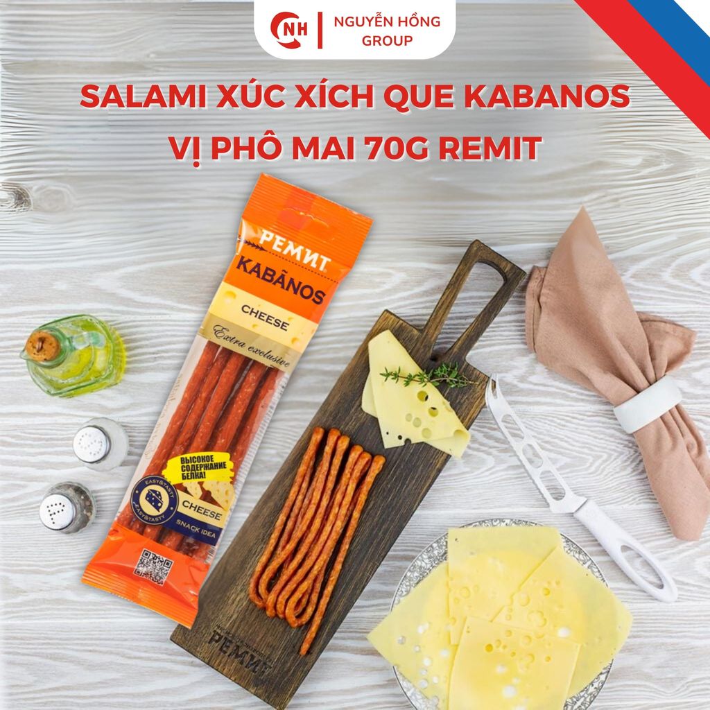 Salami xúc xích Nga que Kabanos 70g Remit - 4 Hương vị hấp dẫn từ Nguyễn Hồng Food