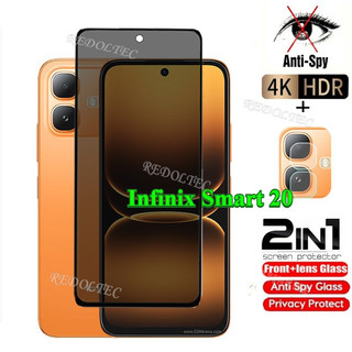 Infinix Smart 20 Kính Cường Lực Riêng Tư Chống Gián Điệp Full Cover Keo Bảo Vệ Màn Hình Chống Peek 2in1 Phim Riêng Tư + Bảo Vệ Ống Kính Infinix Smart20