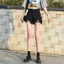 Quần Short Jean PYCOU dành cho nữ, Quần Short Denim cạp cao co giãn, Tua Rua hợp thời trang Viền thô Quần ngắn phù hợp cho mùa hè