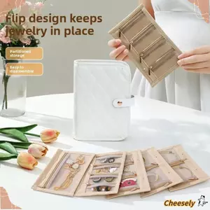 Sách lưu trữ trang sức CHEESELY, Trang có thể tháo rời Vòng cổ nhung Chất kết dính Sách lưu trữ, Túi dây kéo trong suốt Da PU sang trọng Vòng phát hành nhanh Chất kết dính Sách sắp xếp