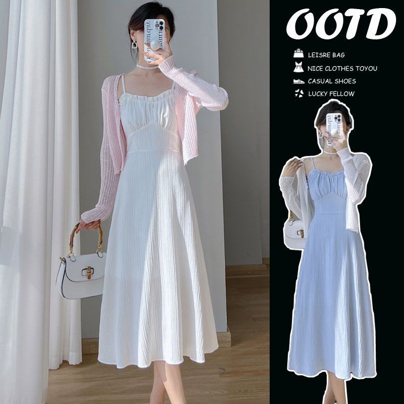 Đầm Maxi 2 Dây Dáng Xòe - Váy Tiểu Thư Cúp Ngực Nhún Bèo, tôn dáng,thời trang mùa xuân/hè