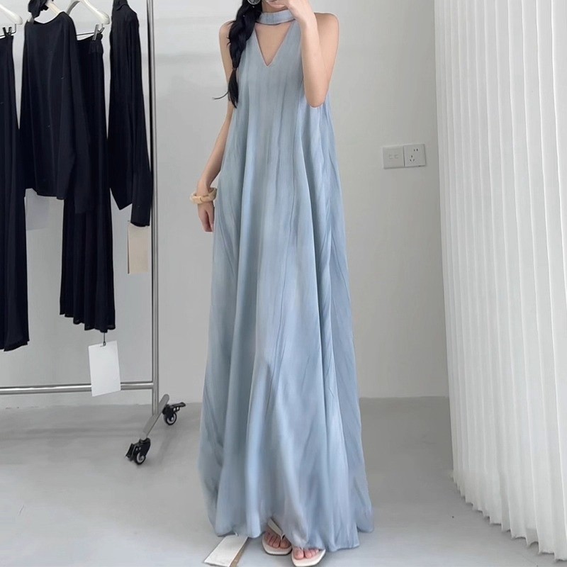 Đầm không tay mùa hè cho nữ, đầm dài rộng rãi và mát mẻ cho kỳ nghỉ biển