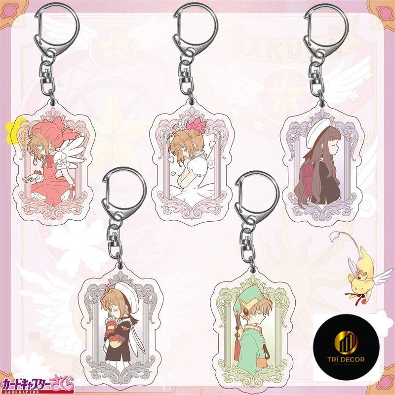 Thẻ Captor Sakura Anime Móc Khóa Ri Syaoran Tomoyo Daidouji Acrylic Móc Chìa Khóa Người Phụ Nữ Hoạt Hình Hàng Kawaii Túi