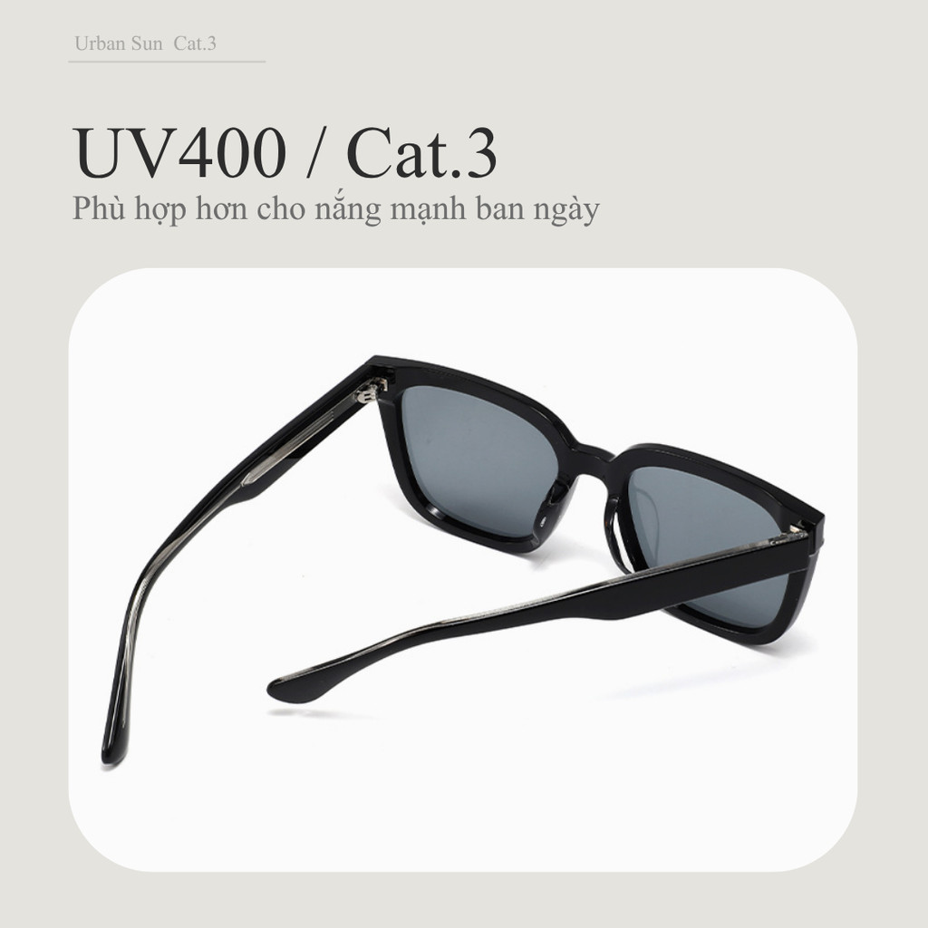 Lensscape Kính mát phân cực dáng vuông bo gọng TR90 tròng PC UV400 dùng khi đi nắng ban ngày
