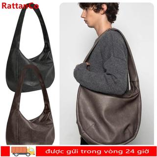 Túi đeo chéo nam RATTANCO​​, Túi đeo vai dung tích lớn phong cách cổ điển, Chất lượng cao​​ Túi Messenger xếp ly bằng da PU thông thường dành cho nam và nữ