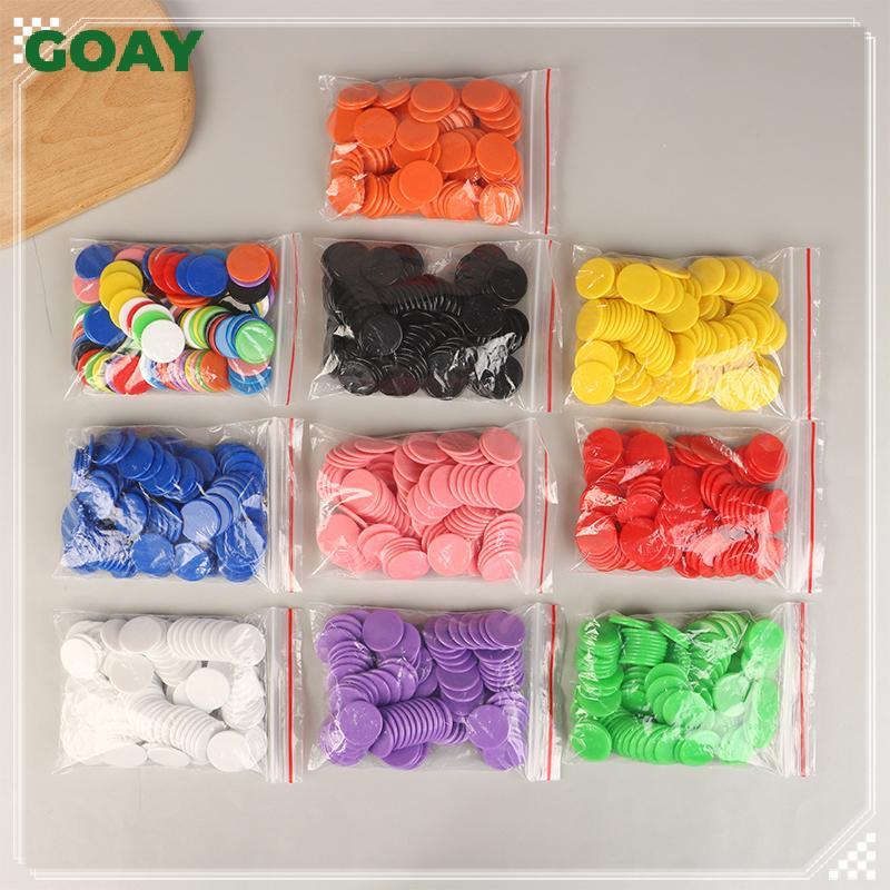 GOAY 100 Cái 25MM Montessori Học Tập Giáo Dục Toán Đồ Chơi Nhựa Poker Chip Bingo Chip Đánh Dấu Token Câu Lạc Bộ Gia Đình Đảng Đếm Đồ Chơi VN