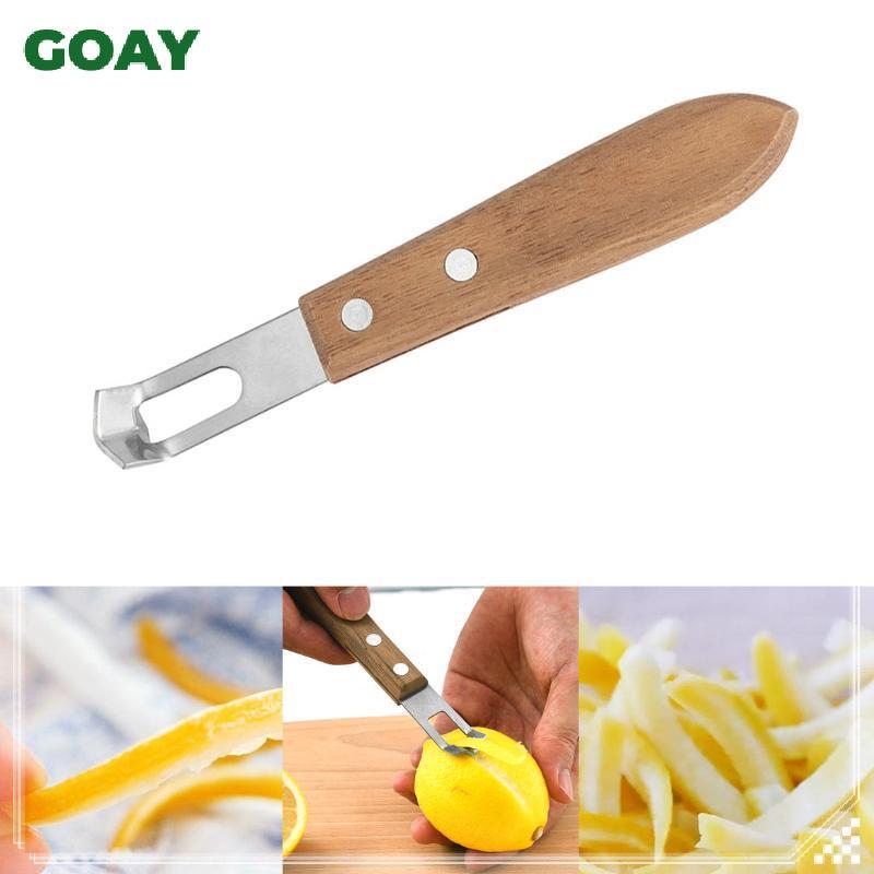 GOAY 1 Máy gọt vỏ chanh bằng thép không gỉ Dụng cụ gọt vỏ trái cây chống ăn mòn Thân thiện với môi trường Tay cầm gỗ chống rỉ Dụng cụ nhà bếp Dao gọt vỏ VN