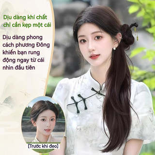 Tóc Giả Trung Quốc Mới, Tóc Xoăn đuôi Ngựa, Kẹp Nối Tóc, Trâm Tóc Phong Cách Cổ Trang Kiểu Búi Một Bên