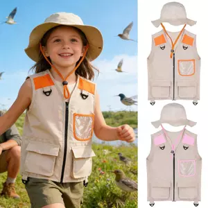 Kids Explorer Quần Áo Mũ Bộ Trang Phục Trẻ Em Cargo Safari Vest Cho Bé Trai Bé Gái Đi Bộ Đường Dài Câu Cá Cắm Trại Thăm Dò sonlekvn