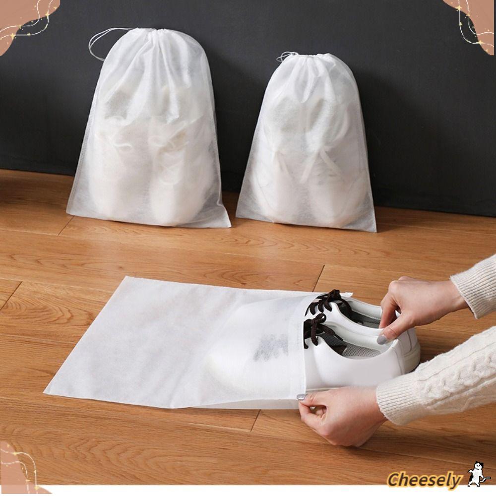 CHEESELY 10 / 30 Chiếc Vỏ Bụi Giày, Túi Đựng Du Lịch Chống Bụi, Túi Đựng Giày Gia Đình Dây Rút Có Thể Bảo Vệ