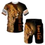 Áo Thun và Quần Short In Hình Sư Tử 3D Unisex - Trang Phục Hàng Ngày