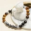 Vòng tay đính cườm mắt hổ Unisex Hematite - Miếng đệm bạc thủ công Hợp thời trang OL - Mặc hàng ngày