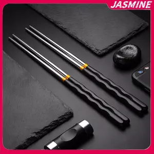 JASMINE 1 Cặp Hộ Gia Đình Chống Trơn Trượt Thép Không Gỉ Chopstis Không Biến Dạng JASMINE