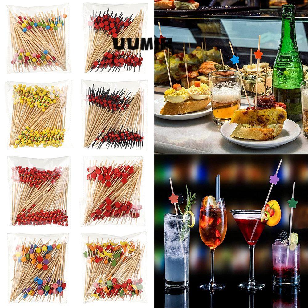 UUMIR 100 Chiếc Tre Chọn Dùng Một Lần Cupcake Trái Cây Nĩa Salad Rau Que Tăm Xiên Thực Phẩm Trái Cây Cocktail Trang Trí