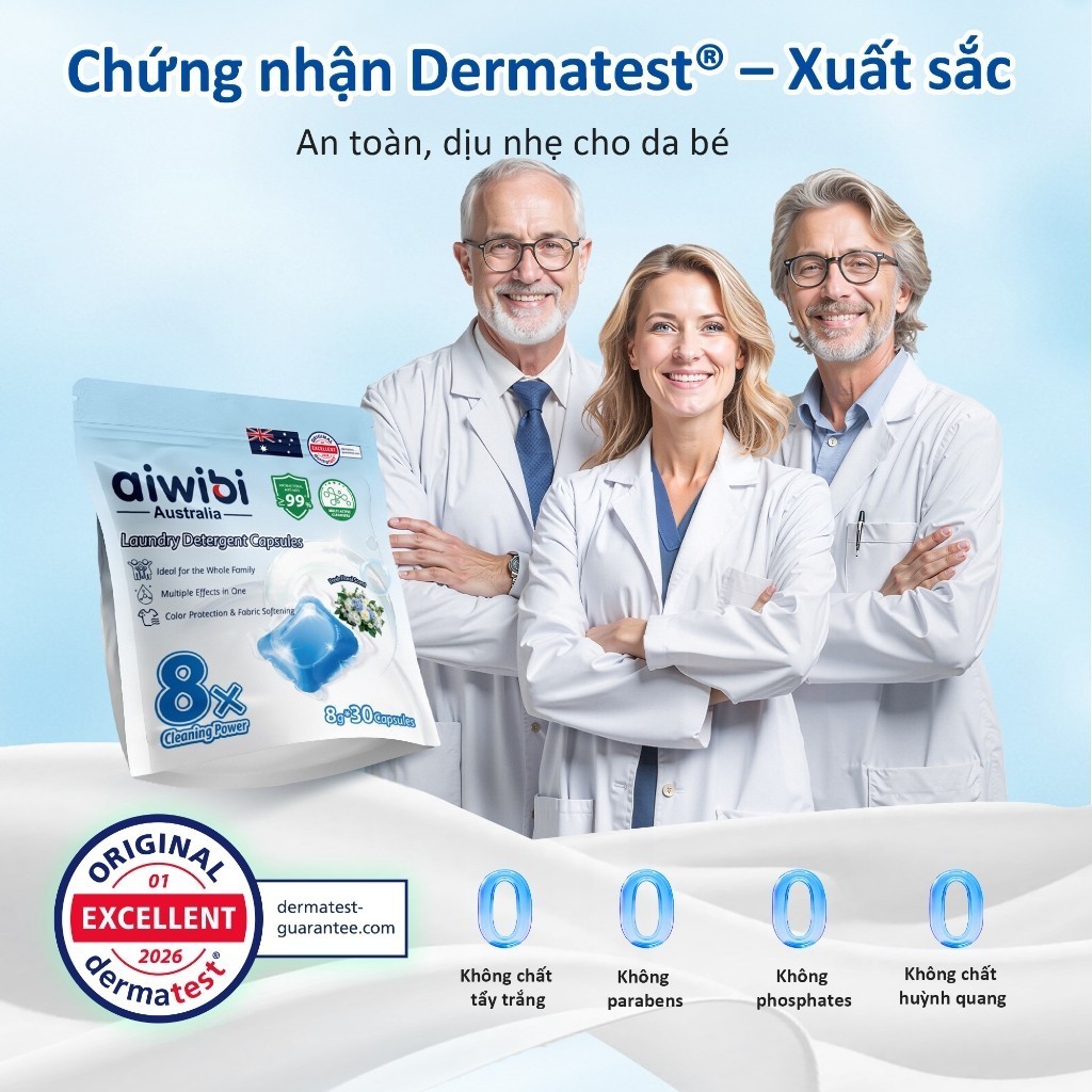 [Combo 3] Túi Viên Giặt Aiwibi  Tiện Lợi (30 viên/túi), Sạch Vượt Trội, Đánh Bay Vết Bẩn - Hương Hoa