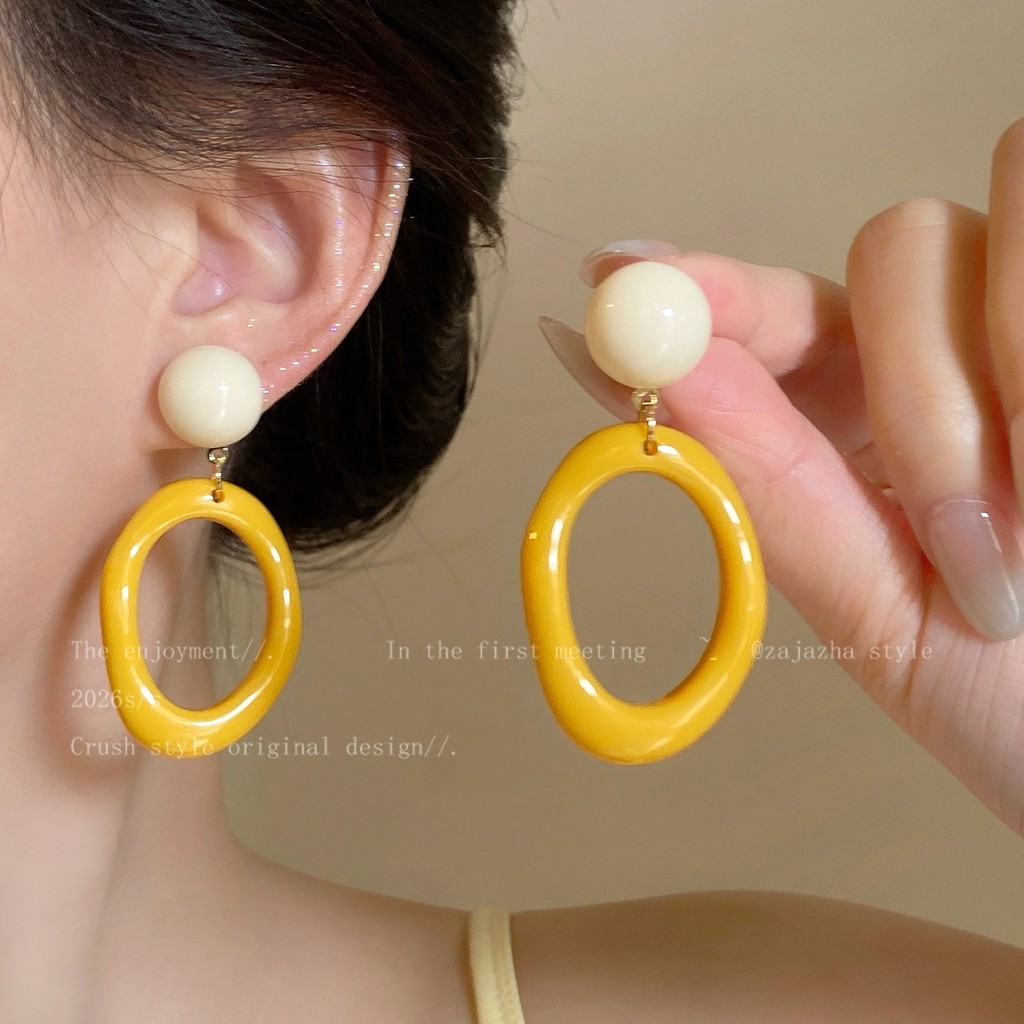 Bông tai hình tròn nhiều màu sắc, thiết kế bãi biển, phù hợp phong cách ngày lễ